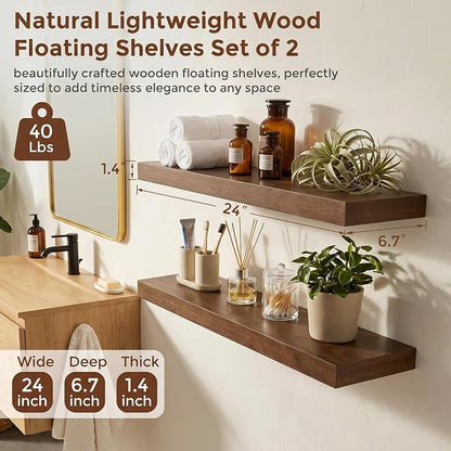 fuqing Wood Floating Shelves | 24 Inch Floating Shelves - Image 3