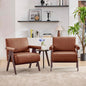 STHOUYN Brown Leather Accent Chairs Set of 2, Mid Century Modern Chair Set of 2 by STHOUYN