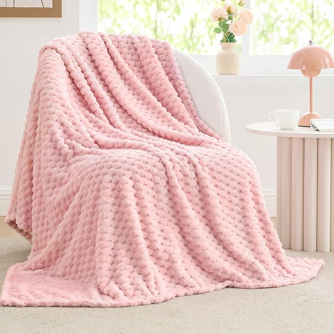 BEDELITE Pink Twin Blanket for Couch, Soft Cozy Gifts for Women, 60 * 80 | 3D - Image 2