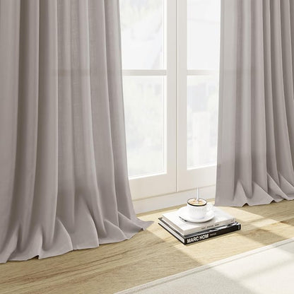 Stone Grey Linen Curtains 102 Inches Long - Image 5
