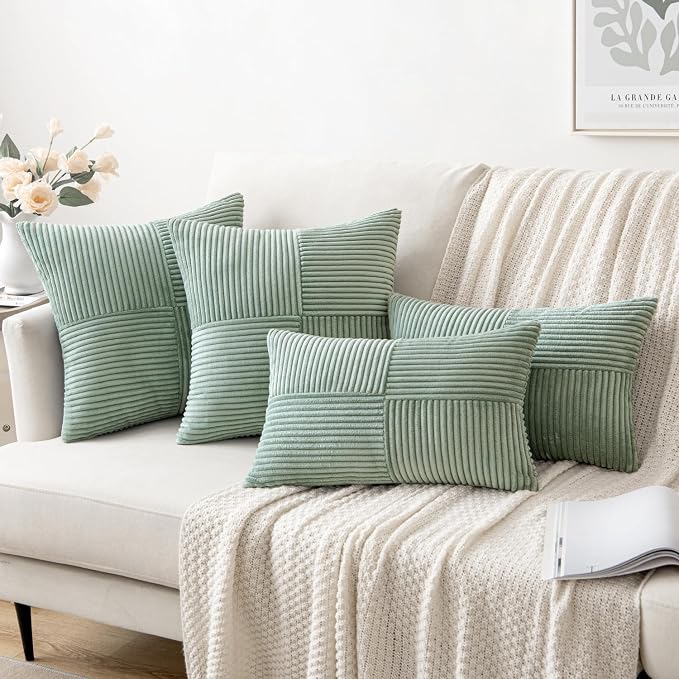 MIULEE Greyish Green Decorative Throw Pillow Covers 16x16 Inch - Image 4