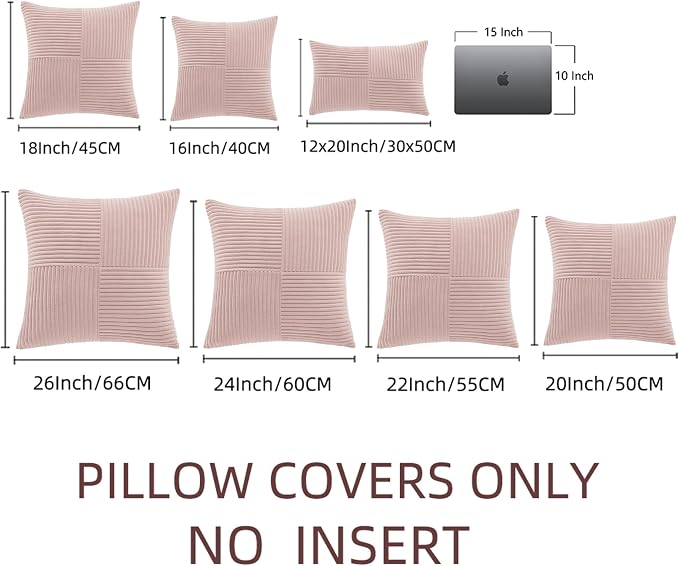 Fancy Homi 2 Packs Blush Pink Decorative Throw Pillow Covers 22x22 Inch - Image 7