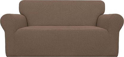 Easy-Going Stretch Loveseat Couch Covers Washable Brown | 1-Piece Loveseat by Easy-Going