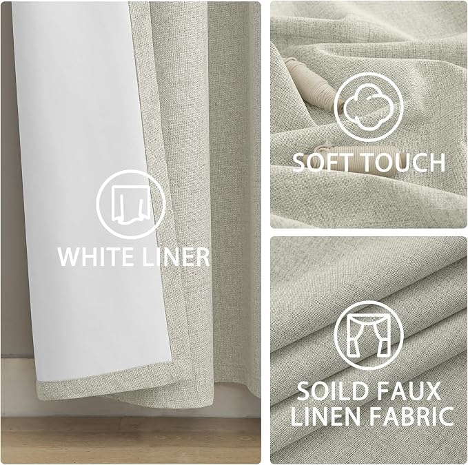 Yakamok Cream Linen Textured Curtains 72 Inches Long - Image 6