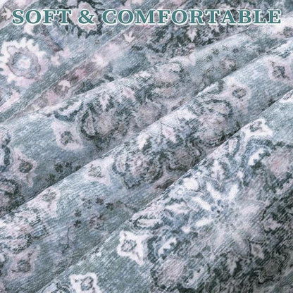 SERISSA 8x10 Washable Non Slip Floral Boho Area Rug - Image 4