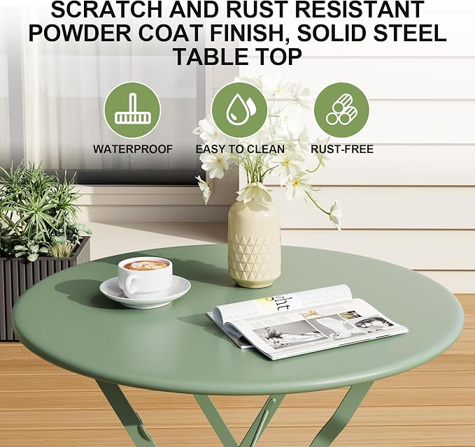 GarveeLife Outdoor Metal Bistro Set, 3-Piece Patio Furniture Set - Image 4