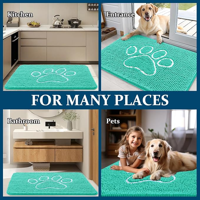 OLANLY Dog Door Mat for Muddy Paws 59x35, Paw Print Design Chenille Mud Mat | - Image 8