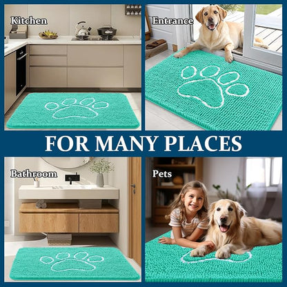 OLANLY Dog Door Mat for Muddy Paws 59x35, Paw Print Design Chenille Mud Mat | - Image 8