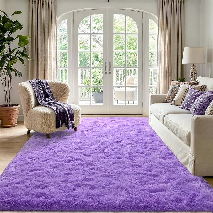 5x7 Purple Fluffy Soft Area Rug Non-Slip - Image 2