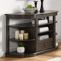 Transitional Grey 48-inch 7-Shelf Sofa Table Farmhouse Semi-Circle Rubberwood by Unknown