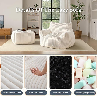 Oversized Bean Bag Chaise Lounge Chair Indoor - Image 3