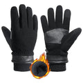 HANDLANDY Winter Gloves for Men Women, Thermal Gloves for Cold Weather Driving Cycling Ski Outdoor, Insulated Leather Work Gloves (Small, Black)