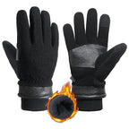 HANDLANDY Winter Gloves for Men Women, Thermal Gloves for Cold Weather Driving Cycling Ski Outdoor, Insulated Leather Work Gloves (Small, Black)