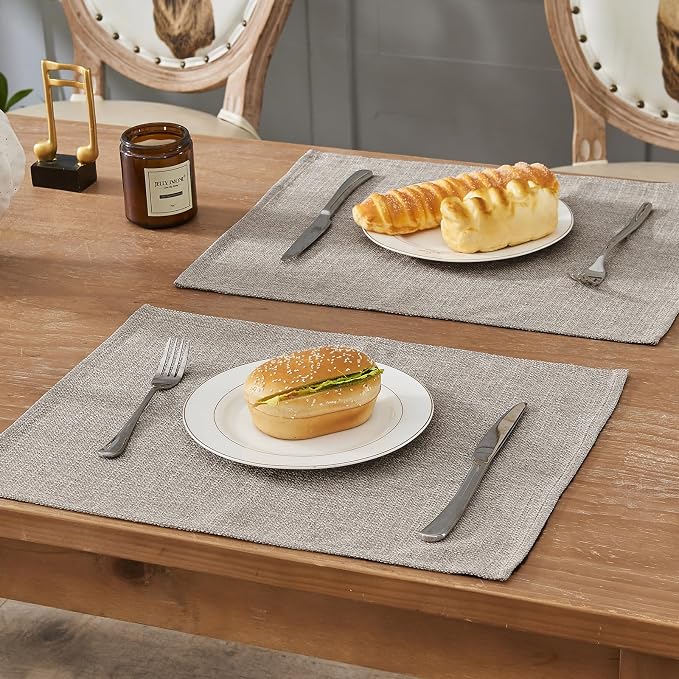 BALCONY & FALCON Placemats Set of 4 Faux Linen Cloth Place Mats Washable - Image 6