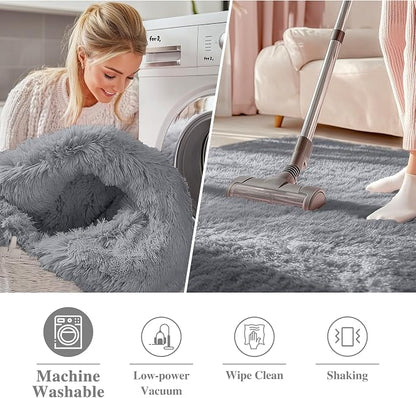 OLANLY Light Grey Round Rugs for Bedroom - Image 3