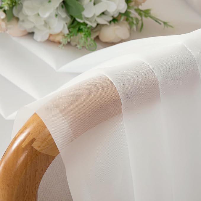 Sheer Curtains 78 inch Length, Ivory Sheer Cutains 2 Panels Set - Image 6