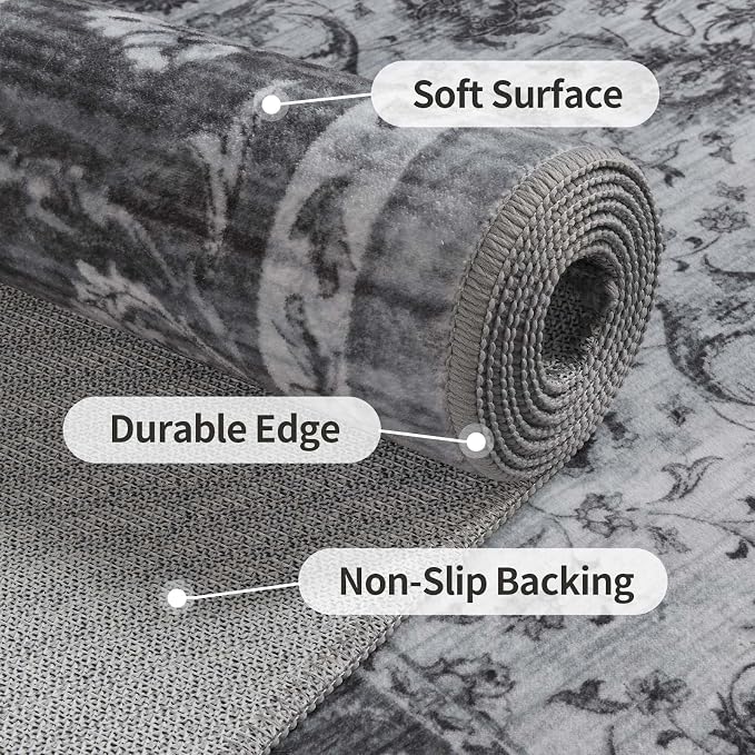 4x6 Ft Washable Area Rug for Bedroom, Non Slip Rugs for Living Room Ultra-Thin - Image 6