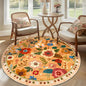 RELEANY Floral Washable Round 6ft Area Rug Yellow/Orange/Red | Flower Carpet by RELEANY