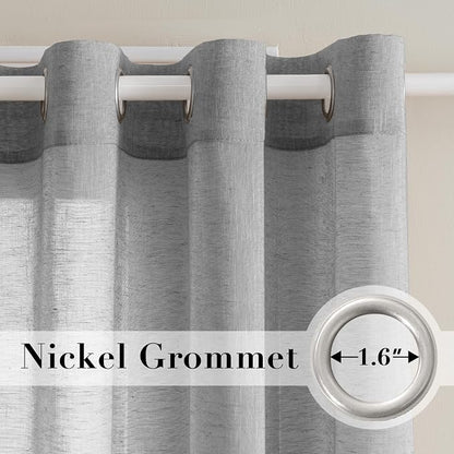 H.VERSAILTEX Linen Curtains Natural Linen Semi-Sheer Curtains 2 Panels Nickel - Image 2