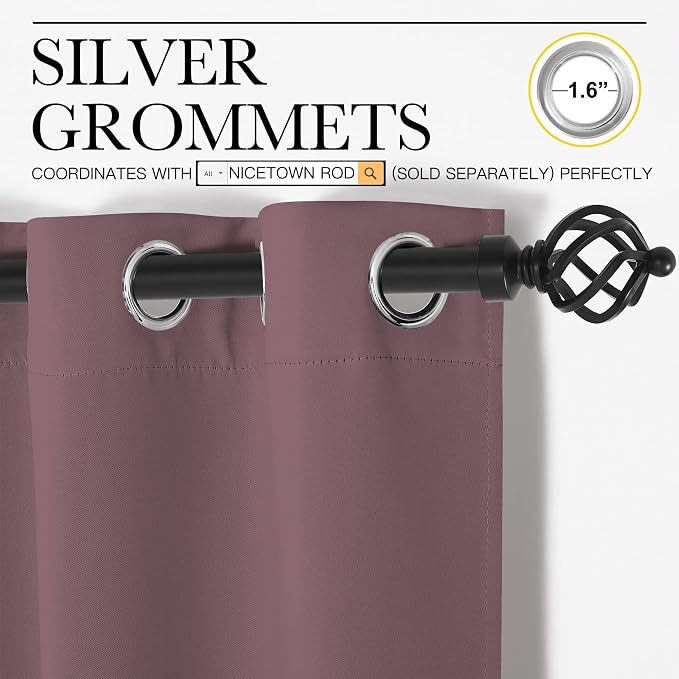 NICETOWN Dry Rose Blackout Curtains - Image 3