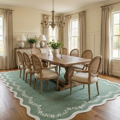 GarveeHome 5x7 Scalloped Area Rug Sage Green Washable Living Room Rug | Soft - Image 4