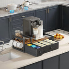 Homeiju Coffee Pod Drawers - K Cup Organizer, Nespresso Pods Holder with Mug Rack, Coffee Holder for Countertop, 52 Capacity Pods, Suitable for Kitchens, Offices and Coffee Bars（Patent Pending）