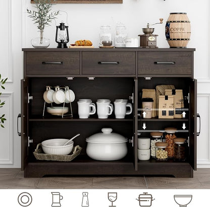HOSTACK Modern Farmhouse Buffet Sideboard Cabinet, Barn Doors Storage Cabinet - Image 5