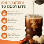 LYFE Organic Instant Decaf Mushroom Coffee – Lion’s Mane, Chaga, Cordyceps, Turkey Tail | USA Grown Adaptogenic Mushrooms for Better Energy, Focus, Gut Health, Immunity – 40 Servings