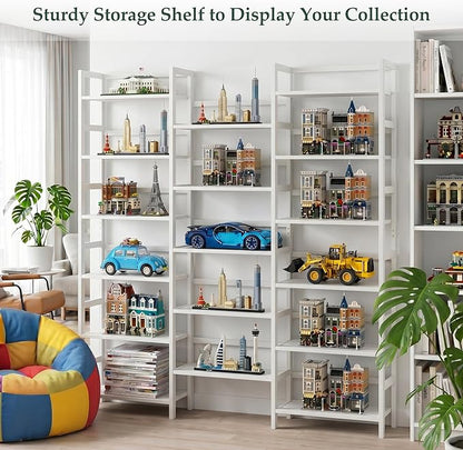 Homykic Bamboo Bookshelf, 71” Tall Triple Wide Bookcase - Image 5