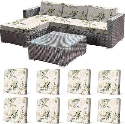 CALBODE 8 Pcs Stretch Indoor/Outdoor Seat Cushion Covers, by CALBODE