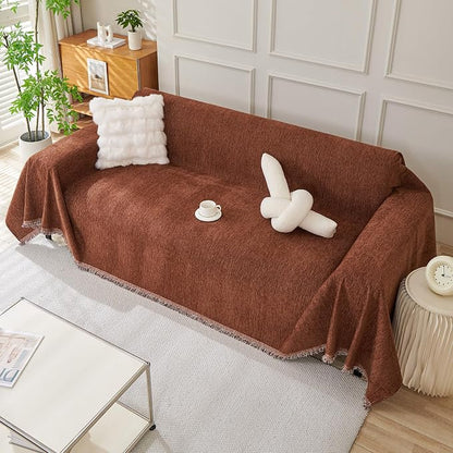 DREAMINGO Chocolate Brown Couch Cover Soft Chenille Sofa Cover - Image 7