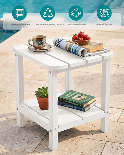 SERWALL Double Adirondack Side Table Set of 2, End Table- White - Image 5