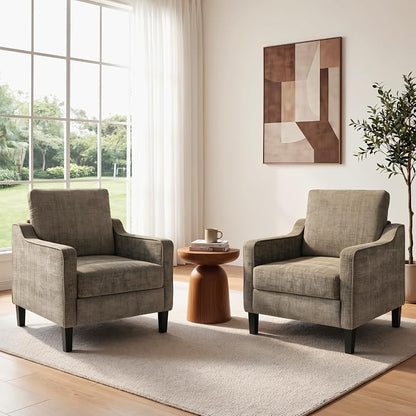 TLSUNNY Mid-Century Accent Chair, Modern Upholstered Chenille Armchair & Padded by TLSUNNY