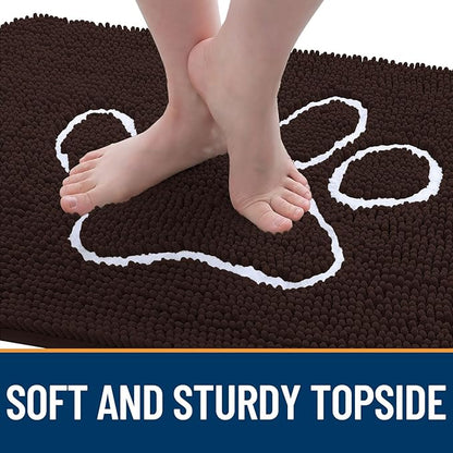OLANLY Dog Door Mat for Muddy Paws 59x35, Paw Print Design Chenille Mud Mat | - Image 4
