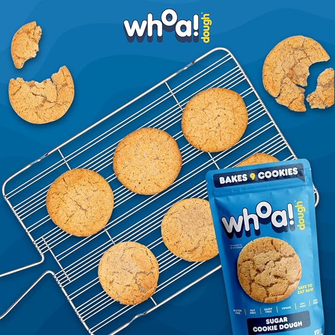 Whoa Dough Ready to Bake Cookie Dough Sugar Cookie – Certified Non-GMO, Kosher, Gluten Free – Plant-Based Snack Dough Made with Real Ingredients – 6 Pack