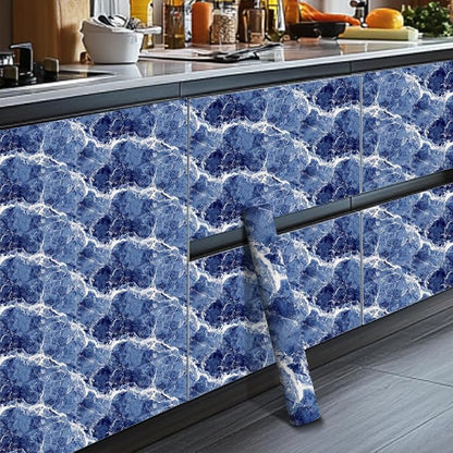 HOMETITUTE Blue Marble Wallpaper Peel and Stick Ocean Wave Pattern 118.1x17.7 - Image 7