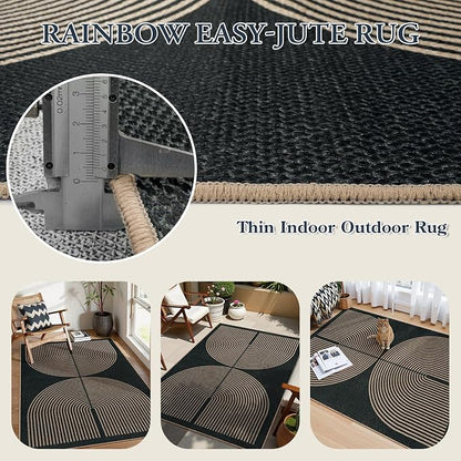 Lahome Modern Rainbow Easy Jute 4x6 Rug, Outdoor Patio Rug - Image 3