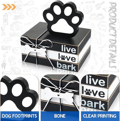 Pinkunn 4 Pcs Dog Paw Tiered Tray Decor Paw Wooden Book Block - Image 4
