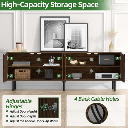 TV Stand for 80 Inch TV, Fluted Entertainment Center - Image 7