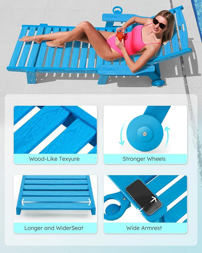 Patio Chaise Lounge Chair Set of 4, Oversize Lounge Chairs - Image 5
