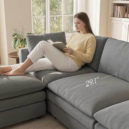 97" Cloud Couches for Living Room, 29.1" Deep Seat Modular Sectional Sofa - Image 4