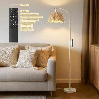Oneach Rattan Floor Lamp for Living Room - Image 7