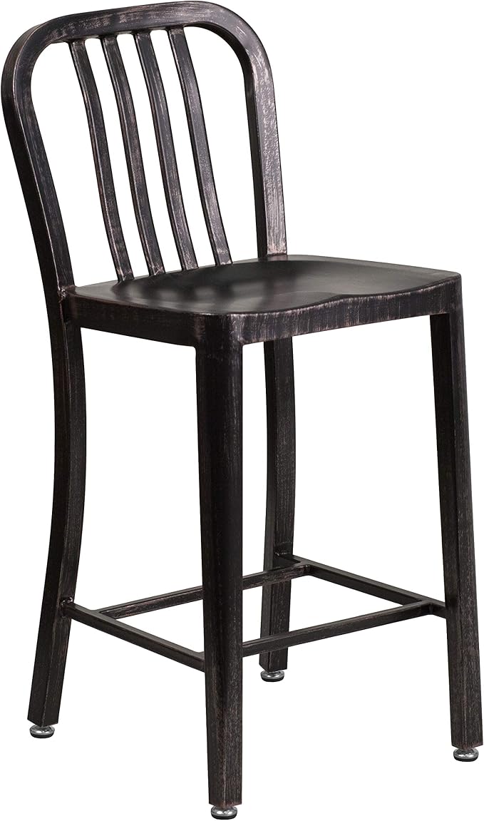 Flash Furniture Commercial Grade 24" High Black-Antique Gold Metal - Image 5