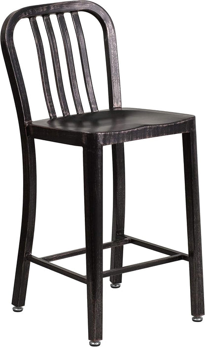 Flash Furniture Commercial Grade 24" High Black-Antique Gold Metal - Image 5
