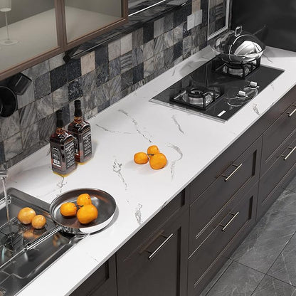 FunStick 24"x394" Thick White Marble Contact Paper Peel and Stick Countertop - Image 3