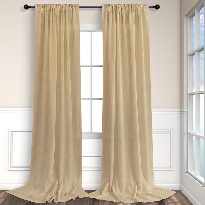 Tan Beige Curtains 96 Inches Long - Image 9