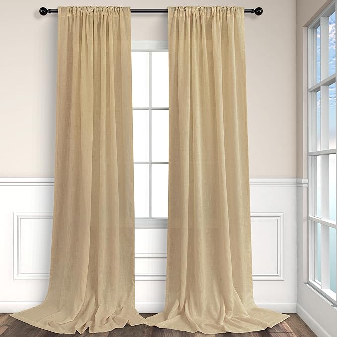 Tan Brown Linen Curtains 108 Inches Long - Image 9