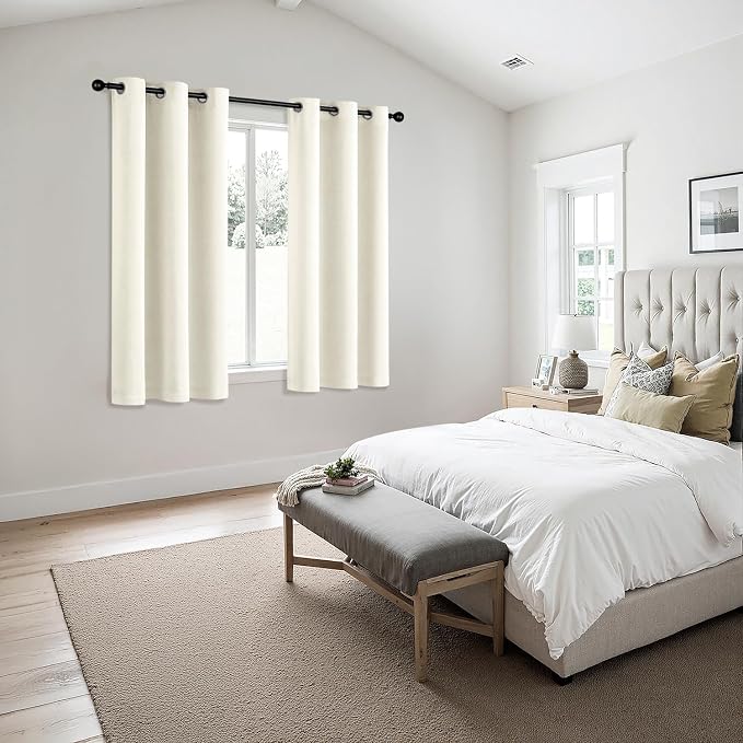 MIULEE Blackout Curtains for Bedroom 2 Panels 40 x 45 Inch Long Cream | Thermal - Image 6