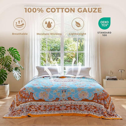 LUTBM Boho Throw Blanket for Bed Cotton Summer Blankets for Bedroom Living Room - Image 2