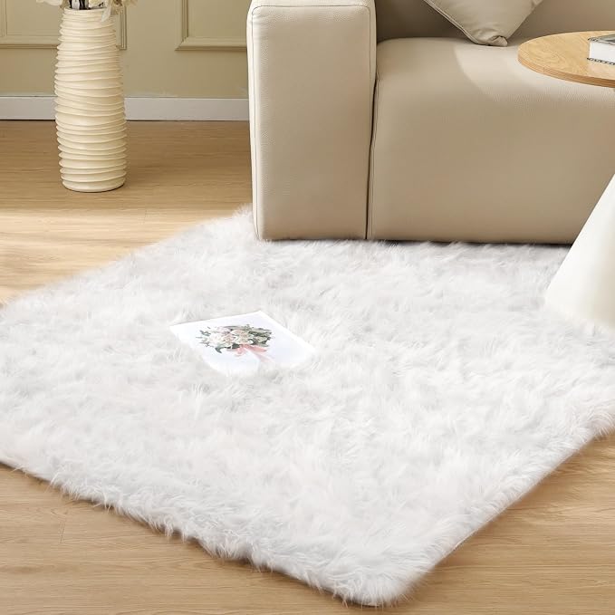 ORINOVA White Shag Washable Area Rugs by ORINOVA